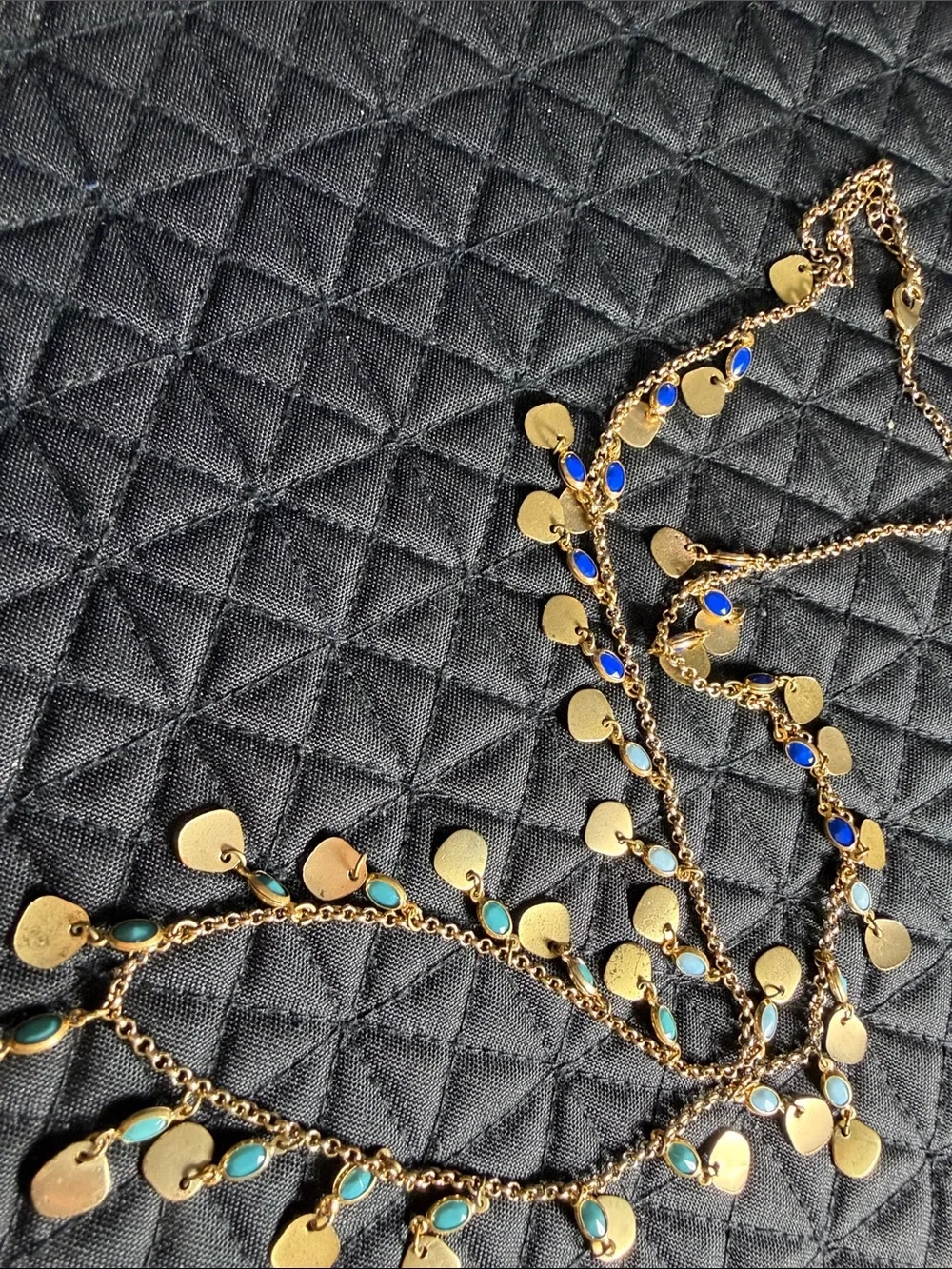 J. Crew Gold Drop Necklace with Blue and Turquoise Accents